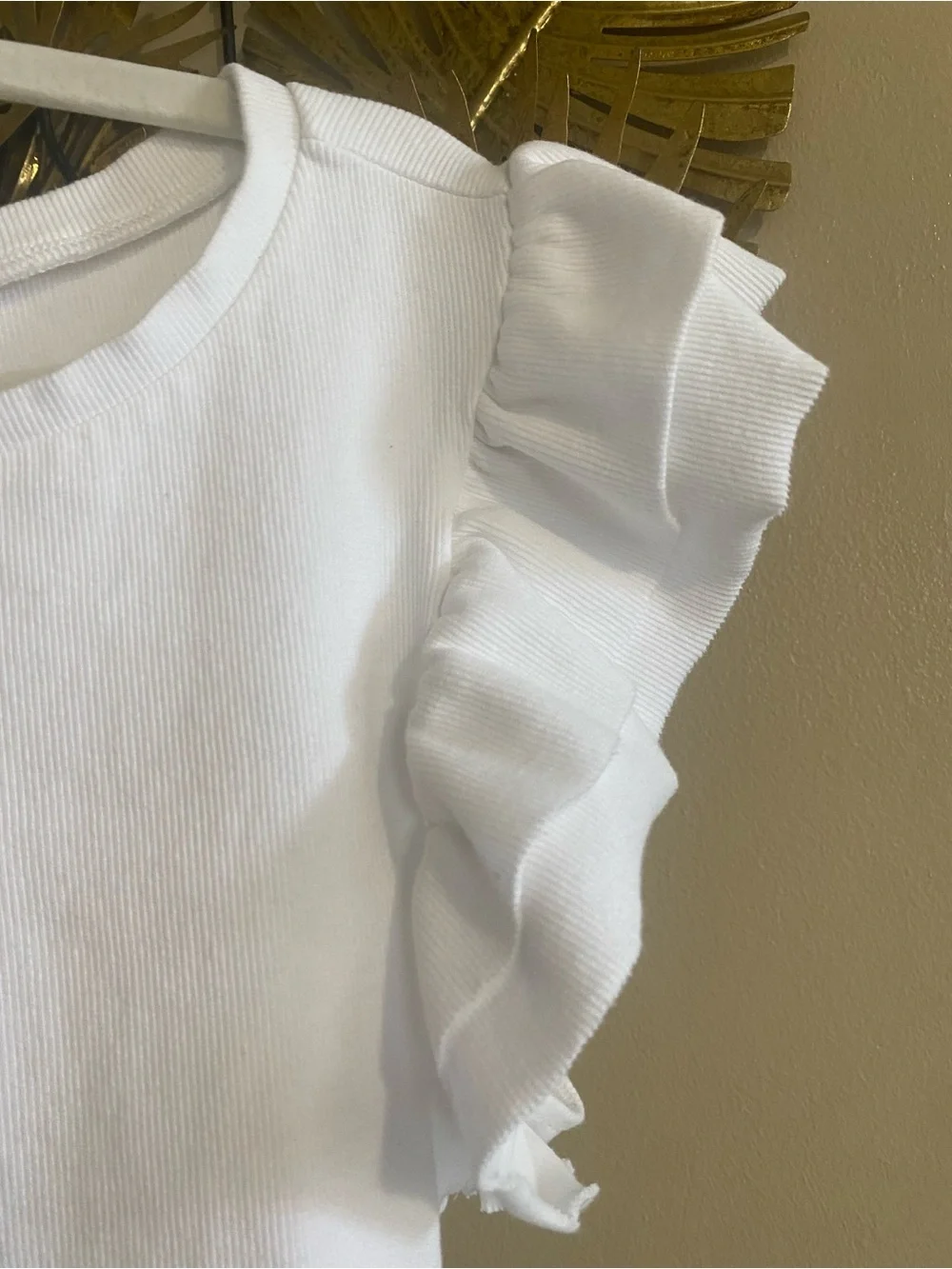 Girls' White Ruffle Sleeve Top - Classic Everyday Tee